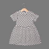 WHITE POLKA DOTS PRINTED FROCK FOR GIRLS