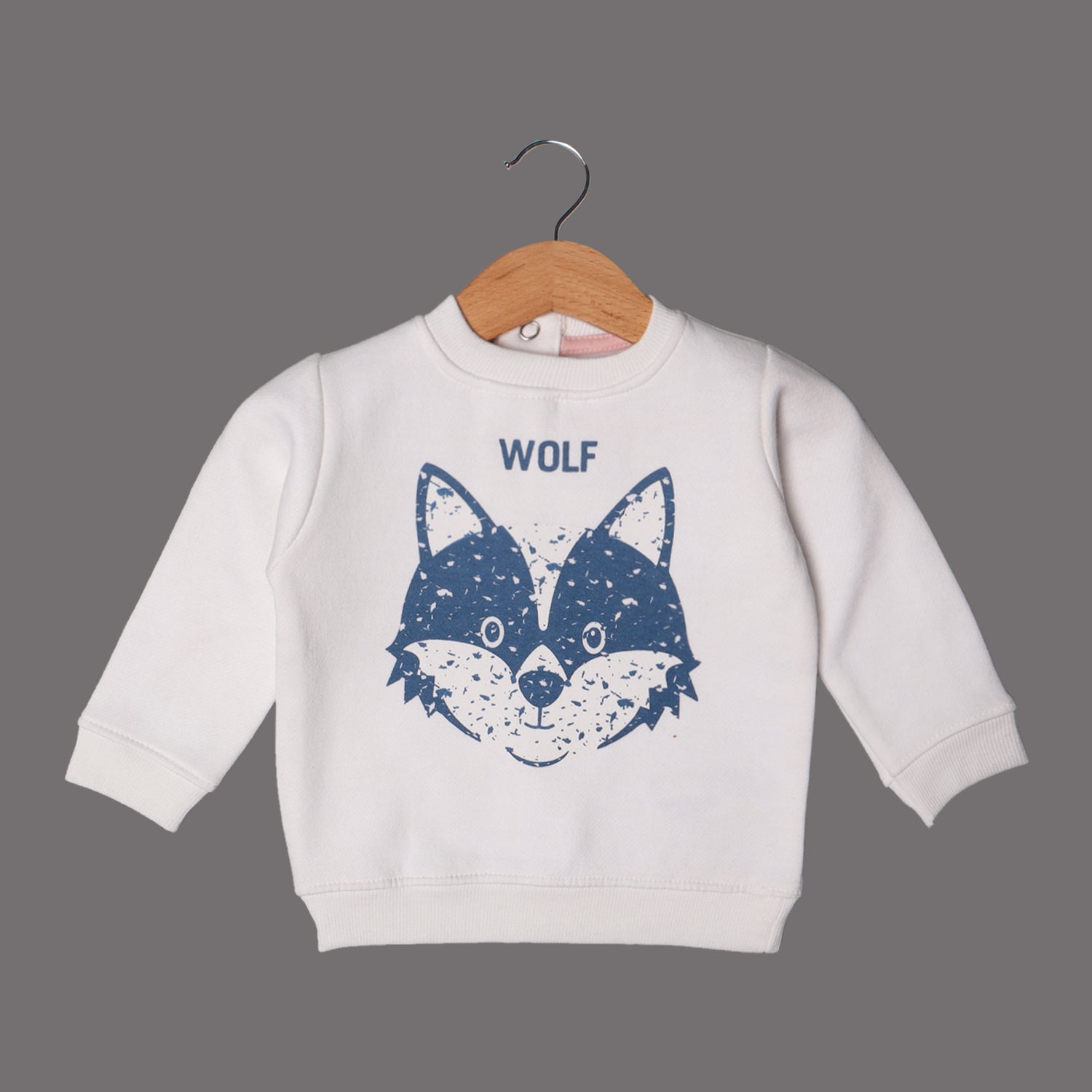 WHITE WOLF FACE PRINTED SWEATSHIRT FOR BOYS