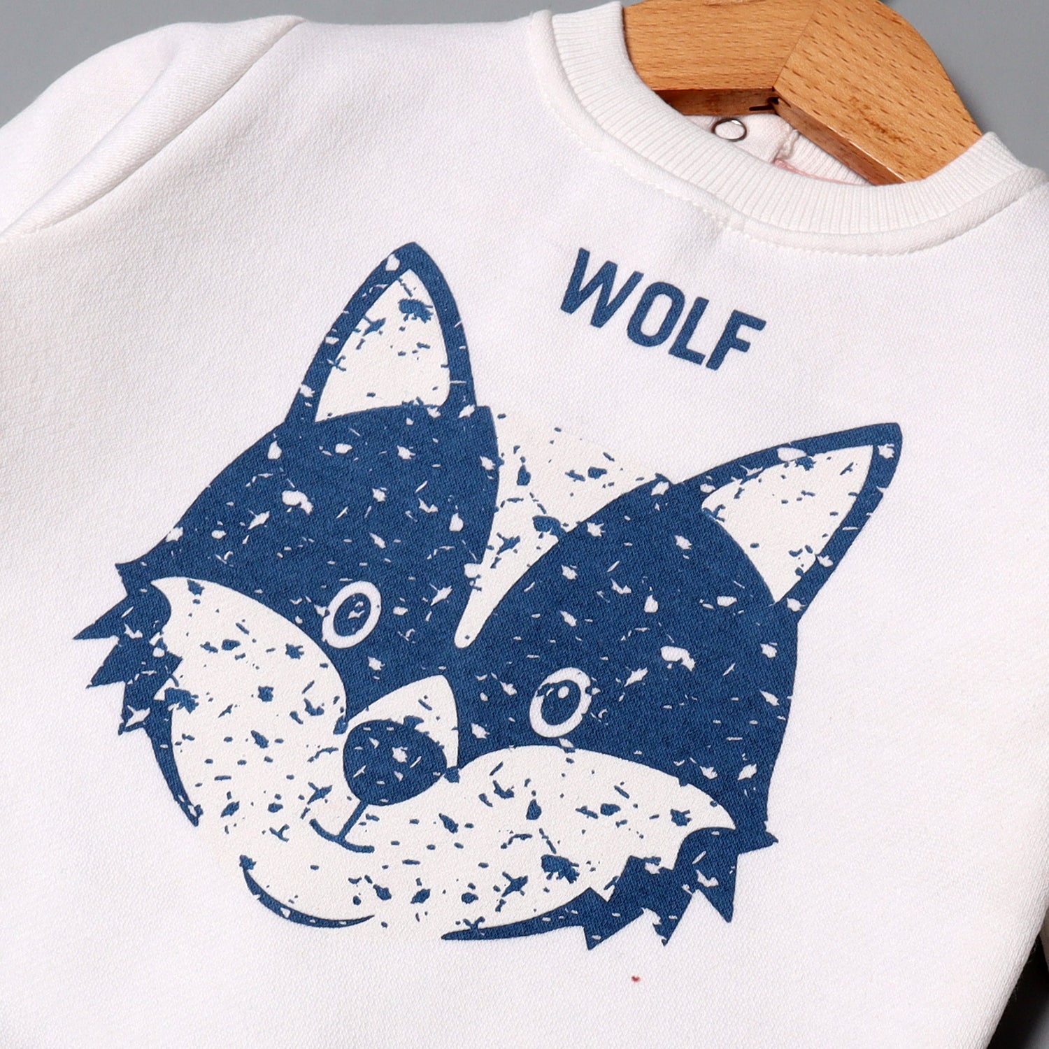 WHITE WOLF FACE PRINTED SWEATSHIRT FOR BOYS