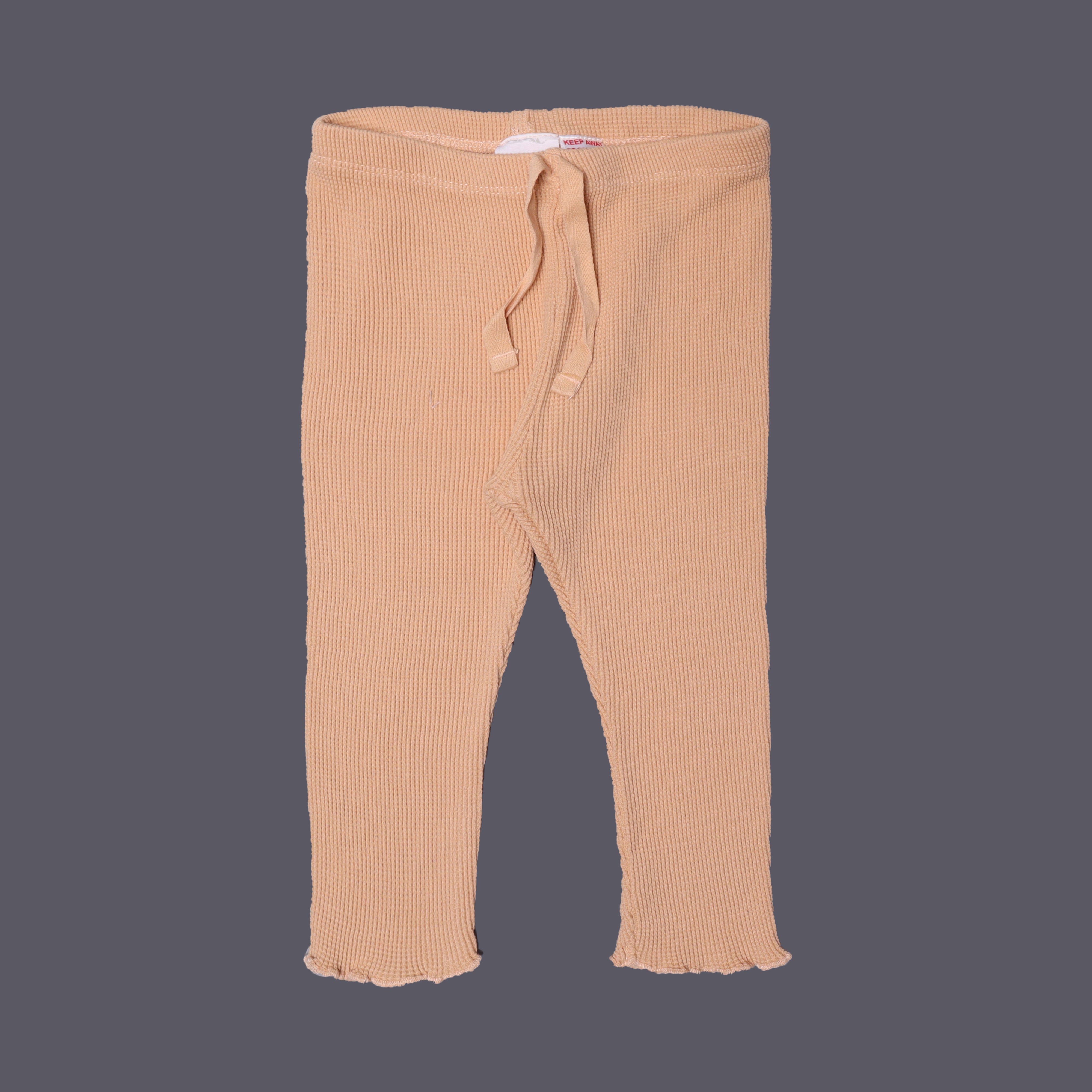 FAWN WITH KNOT BOTTOM FRIL THERMAL FABRIC PLAIN PAJAMA TROUSER