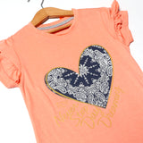 PEACH NEVER STOP DAY DREAMING PRINTED T-SHIRT FOR GIRLS