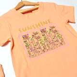 PEACH SUNSHINE FLOWERS PRINTED T-SHIRT FOR GIRLS