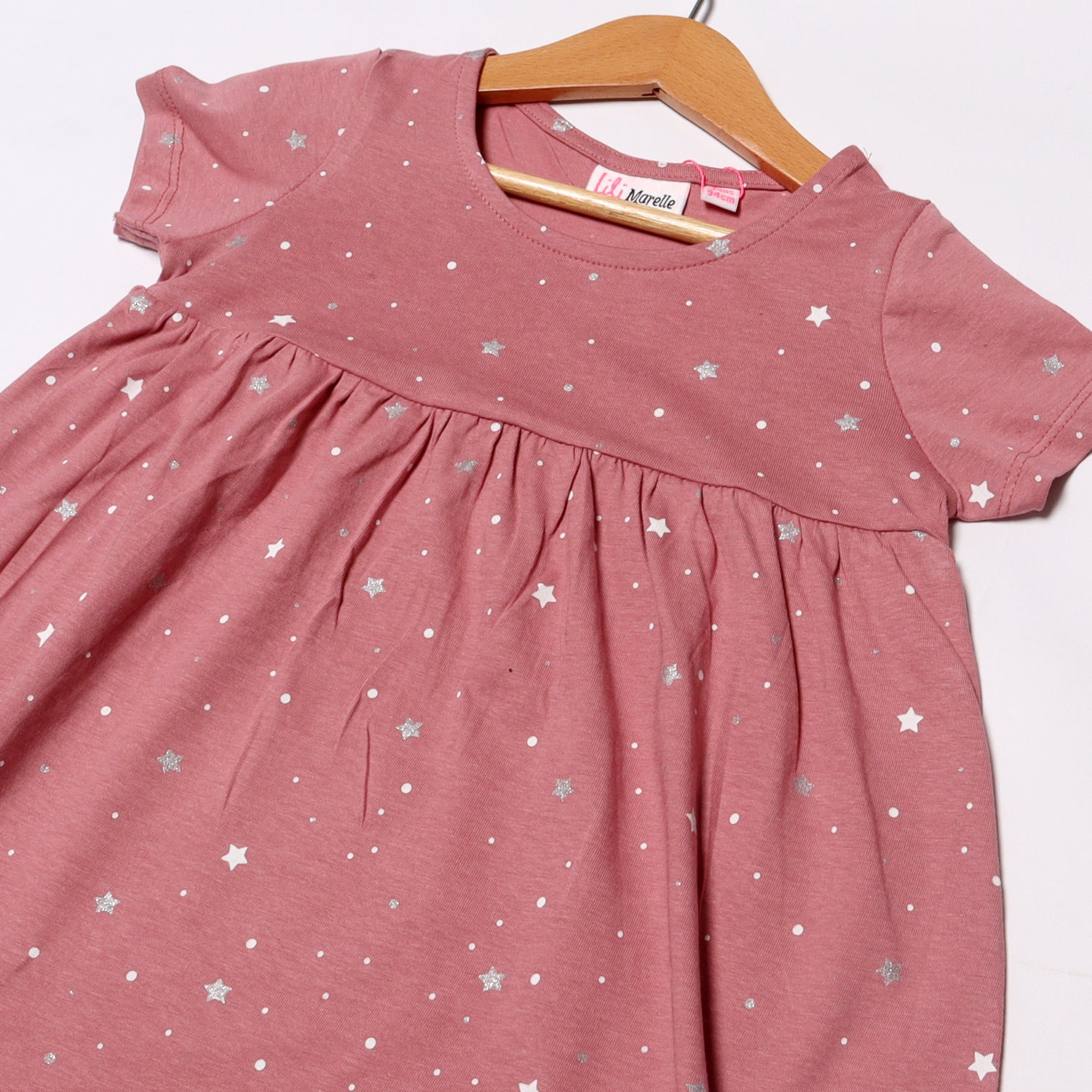 PINK STARS PRINTED FROCK FOR GIRLS