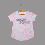 NEW WHITE UNICORN SQUAD PRINTED T-SHIRT TOP FOR GIRLS
