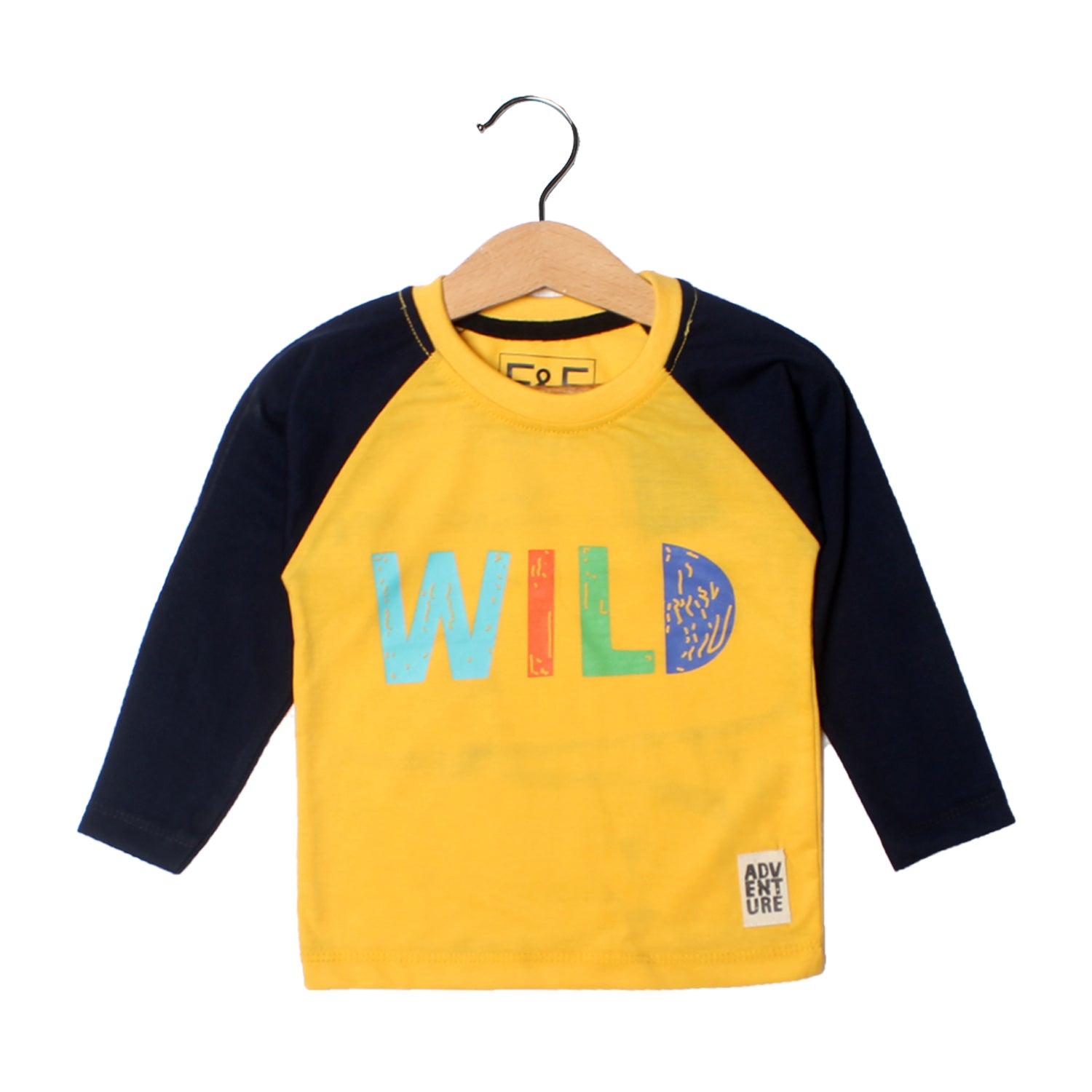 NEW YELLOW WITH BLACK SLEEVES WILD PRINTED FULL SLEEVE T-SHIRT