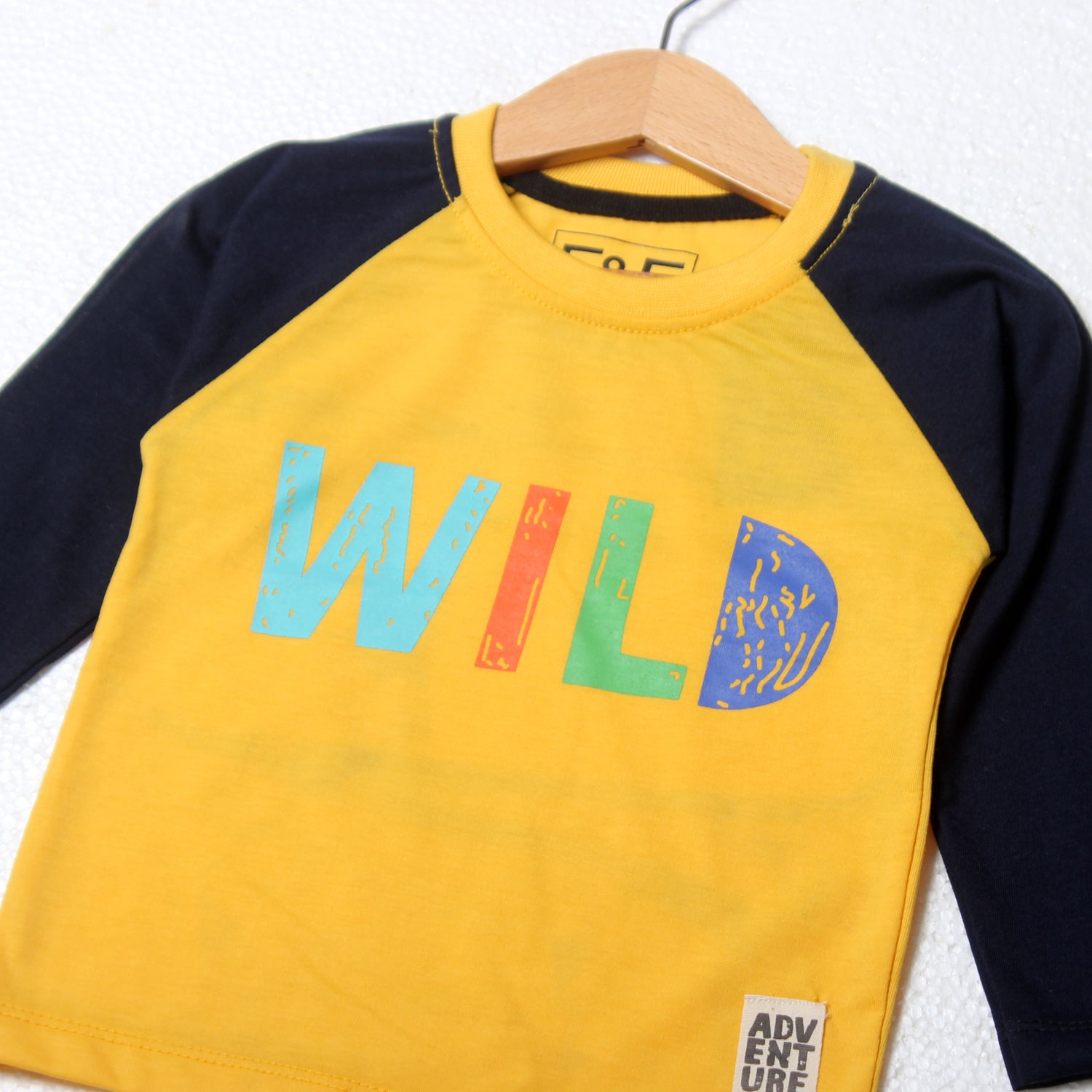 NEW YELLOW WITH BLACK SLEEVES WILD PRINTED FULL SLEEVE T-SHIRT