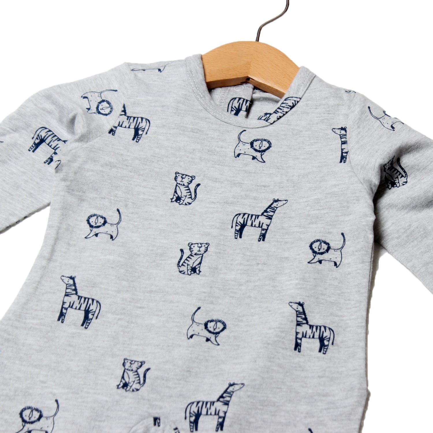 NEW GREY ANIMALS PRINTED FULL BODY FULL SLEEVES ROMPERS