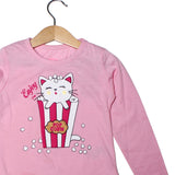 NEW PINK ENJOY DAY CAT PRINTED T-SHIRT TOP FOR GIRLS