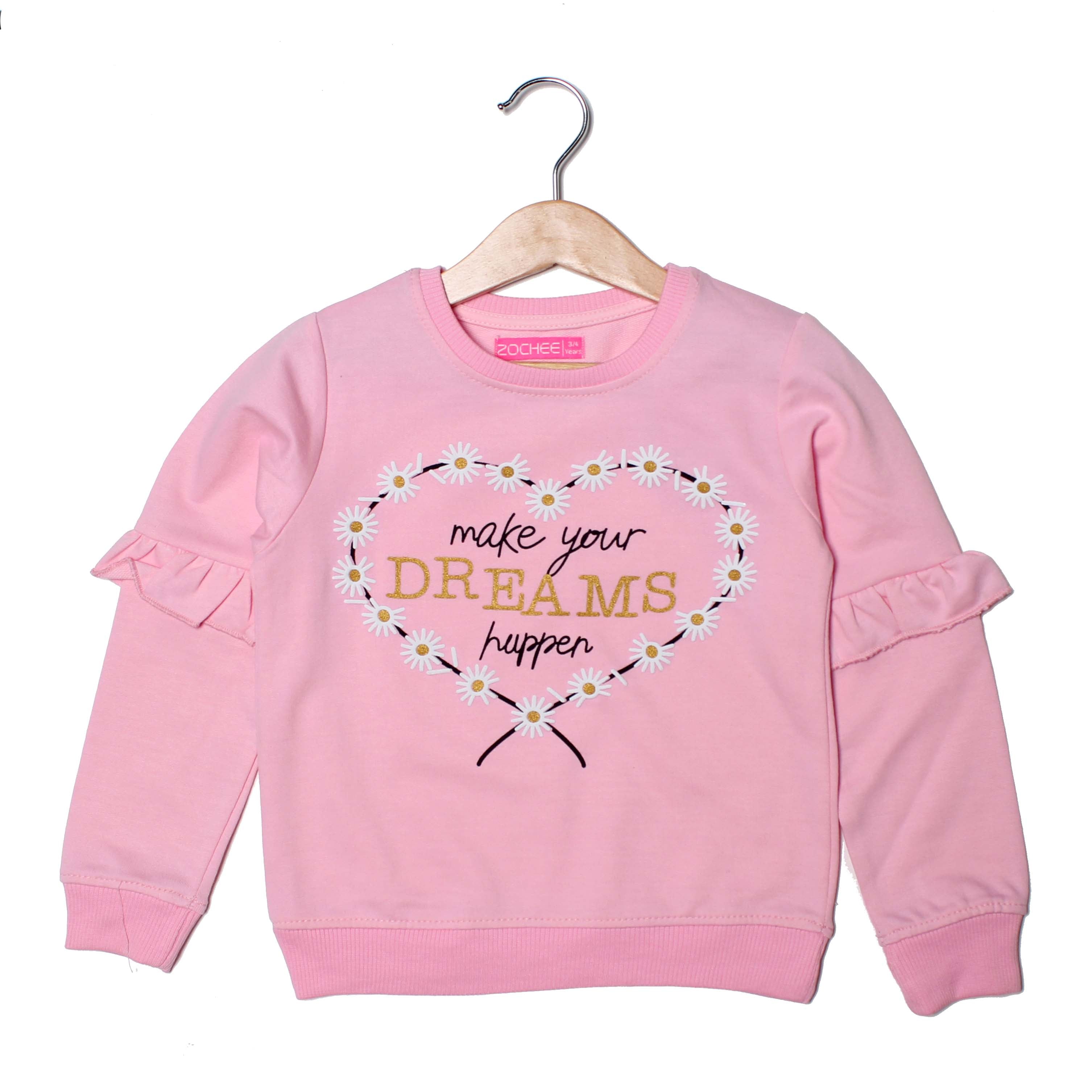NEW PINK MAKE YOUR DREAMS PRINTED SWEATSHIRT FOR GIRLS