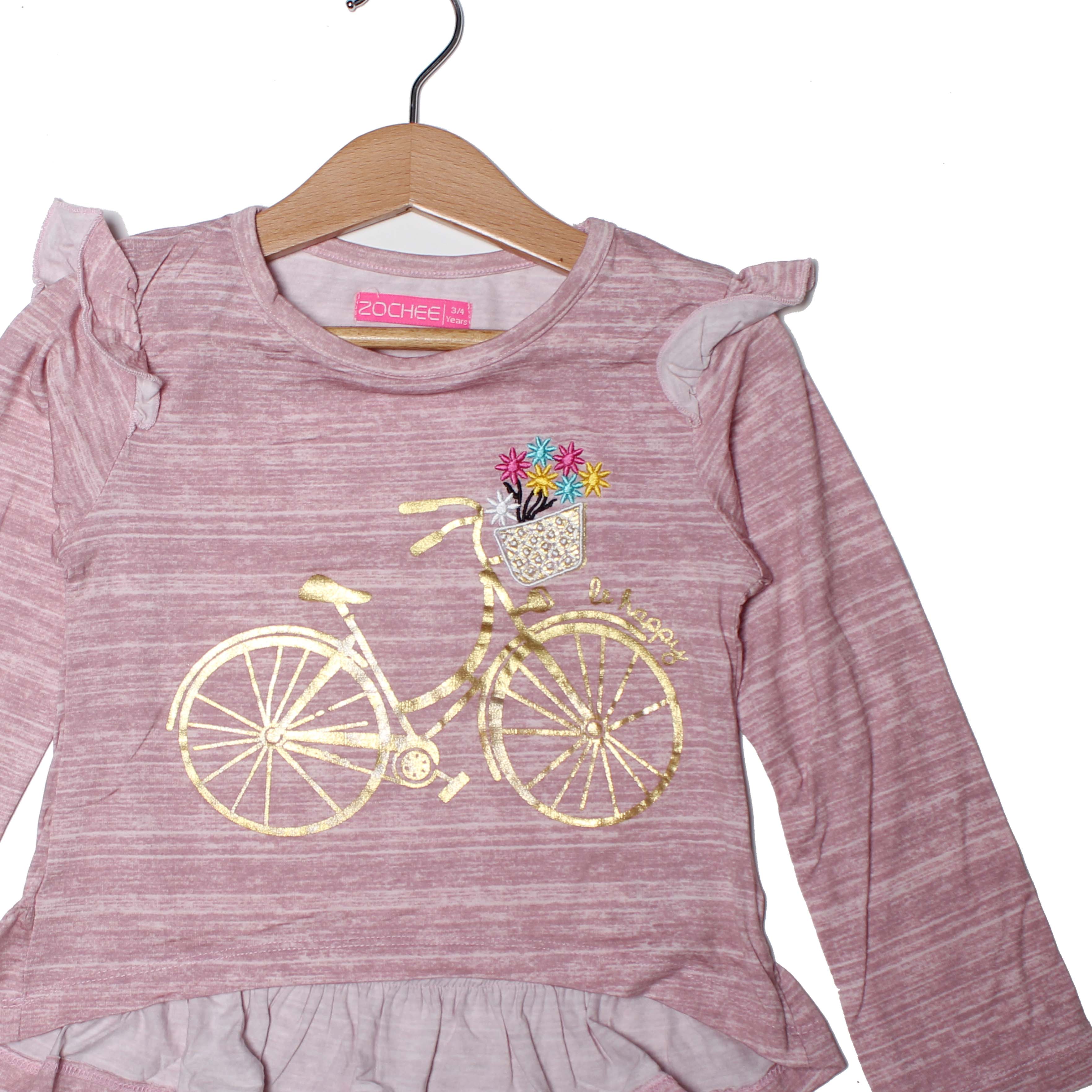 NEW PINK CYCLE PRINTED TOP FOR GIRLS