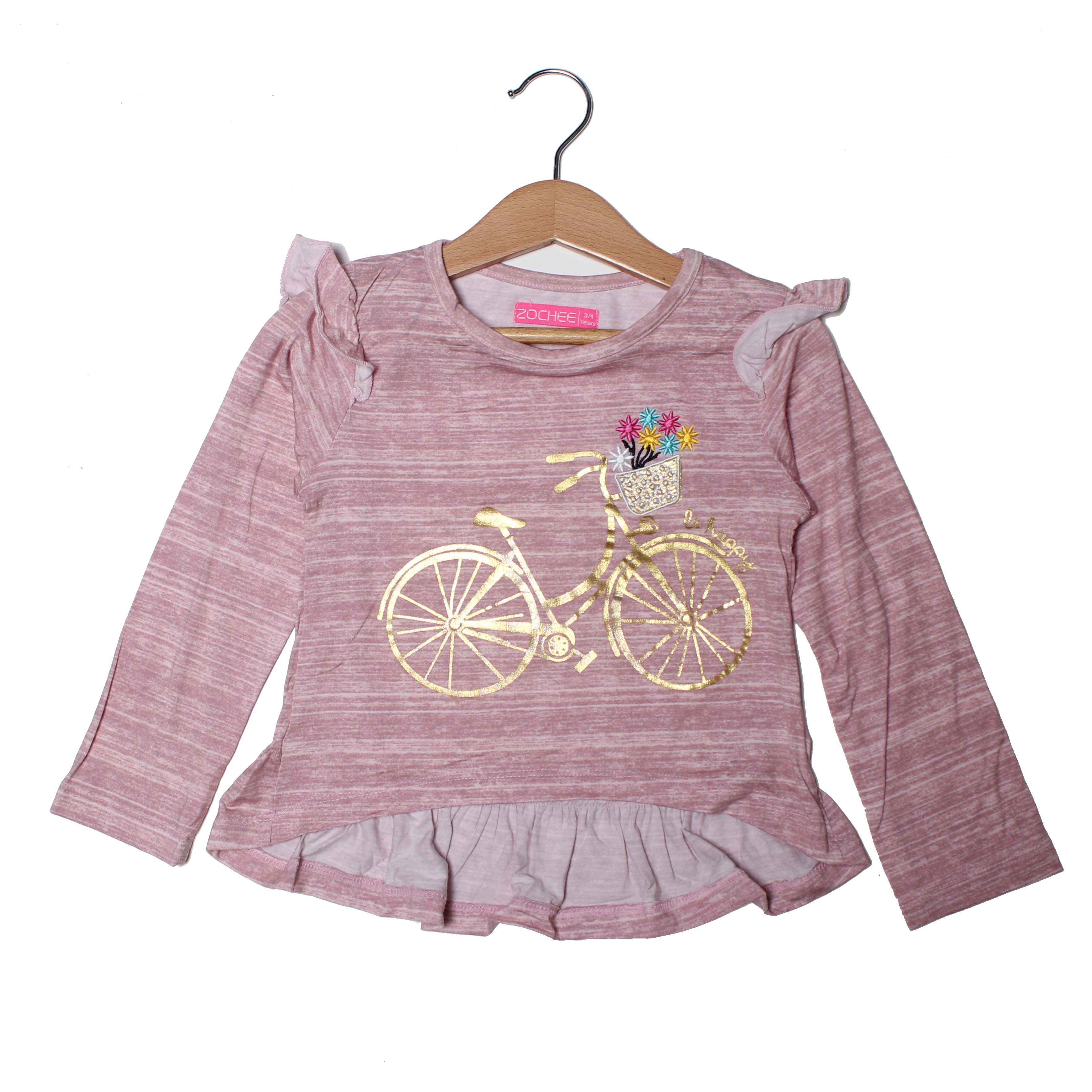 NEW PINK CYCLE PRINTED TOP FOR GIRLS